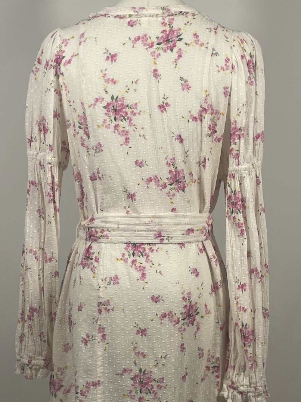 LoveShackFancy Fria White Pink Floral Swiss-Dot Magenta Light Mini Dress Size S - Picture 4 of 7